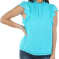 1.STATE Women's Short Sleeve Turtle Neck Top Blue Size Large