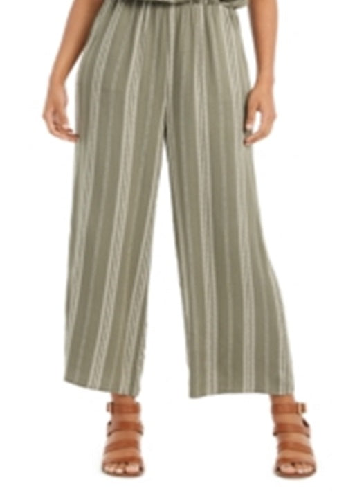 Style & Co Women's Striped V Neck Jumpsuit Green Size X-Small