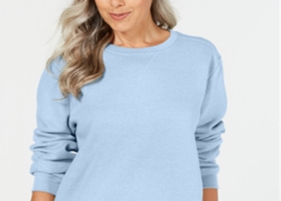 Karen Scott Women's Sport Long Sleeve Crewneck Sweatshirt Blue Size Small