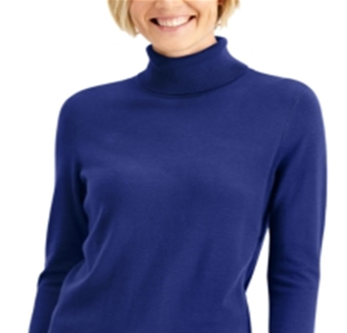 JM Collection Women's Turtleneck Sweater Blue Size X-Large