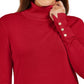 JM Collection Women's Stud Sleeve Pullover Turtleneck Sweater Red Size XX-Large