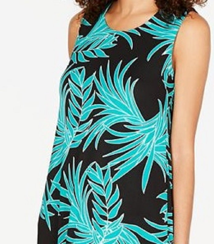 Alfani Women's Printed Tulip Hem Dress Green Size Petite L
