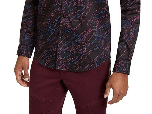INC International Concepts Men's Abstract Scribble Sylas Shirt Black Size X-Large