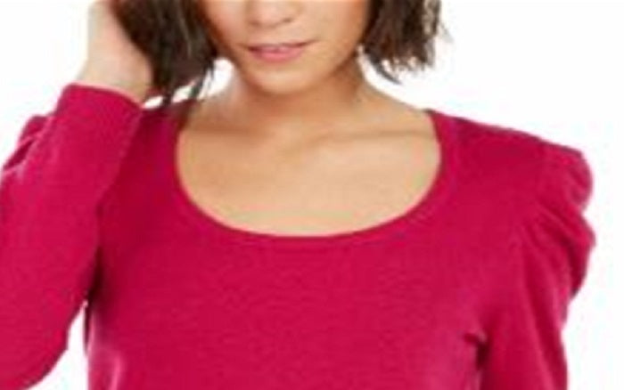 INC International Concepts Women's Cashmere Puff Sleeve Sweater Pink Size Small