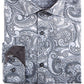 Tallia Men's Slim Fit Performance Stretch Paisley Dress Shirt Gray Size 16.5x32-33