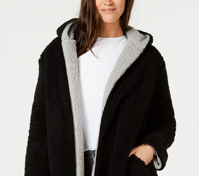 Style & Co Women's Reversible Faux Sherpa Jacket Beige Size Petite S