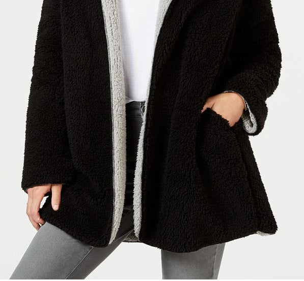 Style & Co Women's Reversible Faux Sherpa Jacket Beige Size Petite S