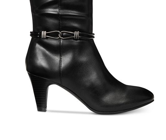 Karen Scott Women's Hollee Fabric Almond Toe Knee High Fashion Boots Black Size 9 M