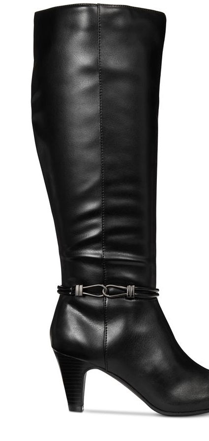 Karen Scott Women's Hollee Fabric Almond Toe Knee High Fashion Boots Black Size 9 M