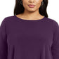 Alfani Women's Solid Swing Top Purple Size Petite L
