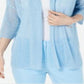 Alfani Women's Linen Blend Open Stitch Kimono Sweater Blue Size X-Small