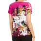 JM Collection Women's Printed Lace Up Top Pink Size Large