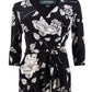 Ralph Lauren Women's Casual Floral Surplice Fit & Flare MIDI Dress Black Size 2