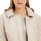 Charter Club Women's Petite Quilted Hooded Jacket Brown Size Petite Medium