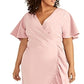 Rachel Roy Women's Faux Wrap Ruffled Maxi Dress Pink Size 22W