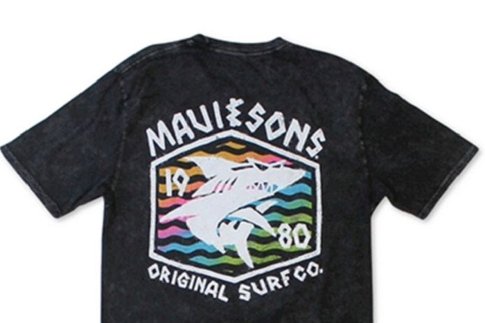 Maui and Sons पुरुषों की सर्फ थ्रैशर लोगो ग्राफिक टी-शर्ट काला साइज़ स्मॉल