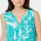Alfani Women's Printed High Low Crossover Top Green Size Petite Small