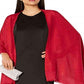 INC International Concepts Women's Reversible Shine Wrap Sweater Red Size Regular