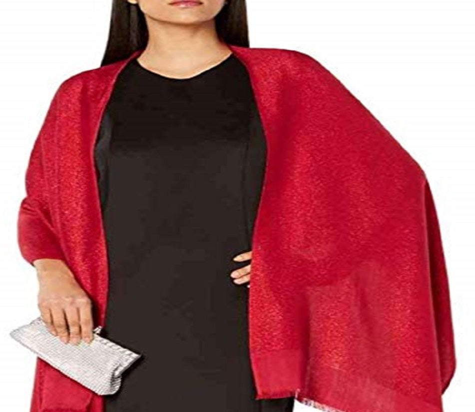 INC International Concepts Women's Reversible Shine Wrap Sweater Red Size Regular
