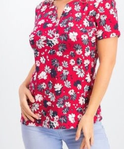 करेन स्कॉट महिलाओं का प्रिंटेड हेनले टॉप, लाल, साइज़ XXL