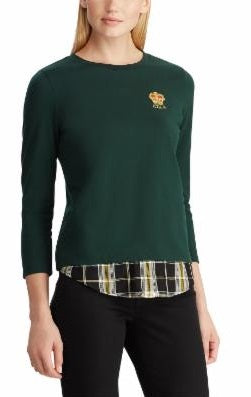 Ralph Lauren Women's Layered Jersey Sweatshirt Green Size Small