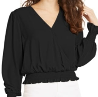 Ultra Flirt Junior's Smocked Top Black Size M