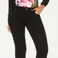 INC International Concepts Women's Denim Tummy Control Straight Leg Jeans Black Size 0