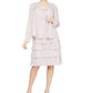 SL Fashions Women's 2 Pc Open Front Jacket & Tiered Fit & Flare Dress Champagne Size 6