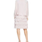 SL Fashions Women's 2 Pc Open Front Jacket & Tiered Fit & Flare Dress Champagne Size 6