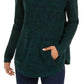 Style & Co Women's Envelope Collar Kangaroo Pocket Sweater Green Size -PP