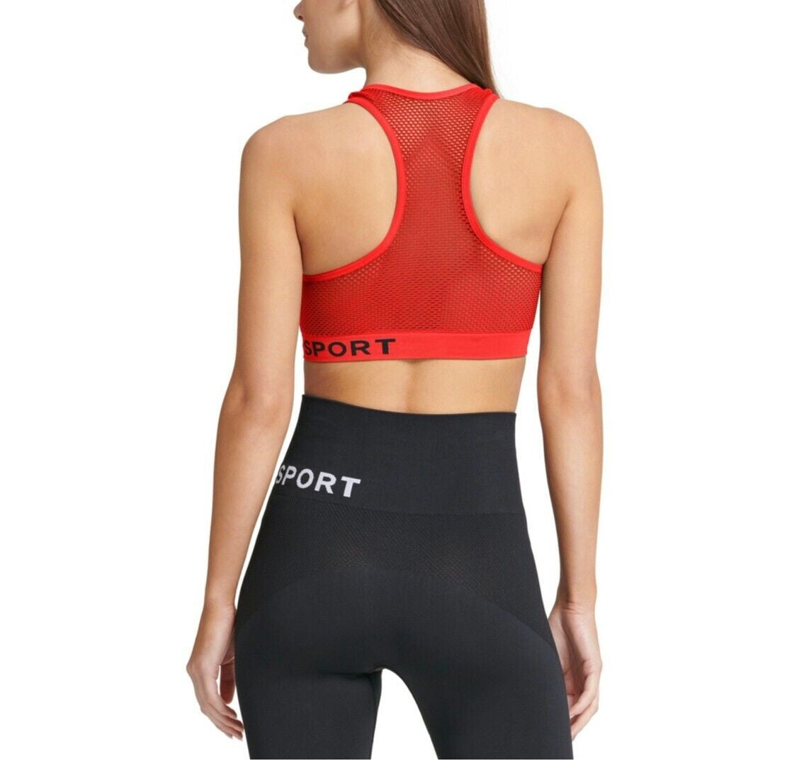DKNY Women's Impact Fitness Sports Bra Red Size Medium