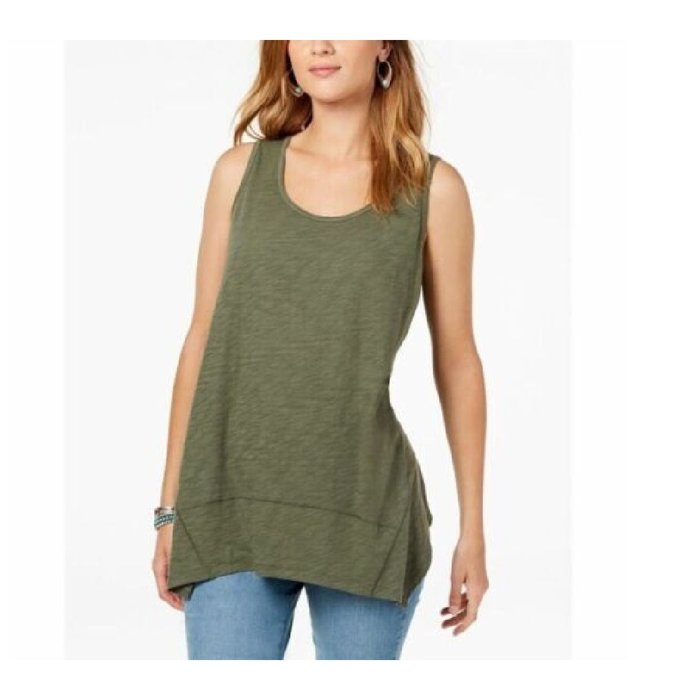 Style & Co Women's Handkerchief Hem Tank Top Green Size Medium