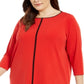 Alfani Women's Contrast Stripe Tunic Red Size 1X