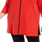 Alfani Women's Contrast Stripe Tunic Red Size 1X