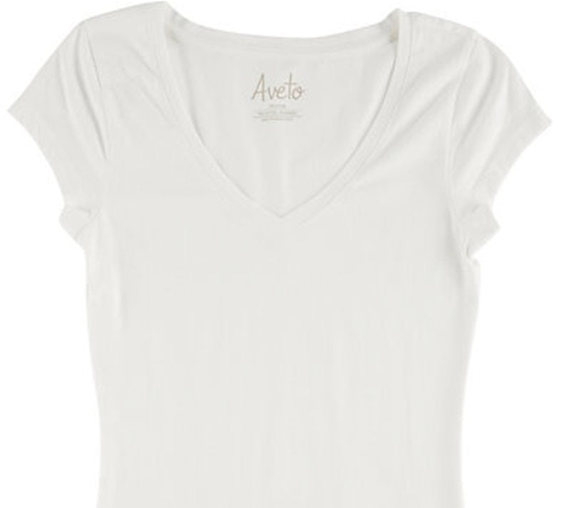 Aveto Junior's V Neck Soft Stretch Knit Solid Top White Size X-Large