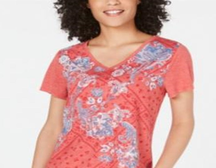 Style & Co Petite Graphic-Print T-Shirt Red Size Petite XL