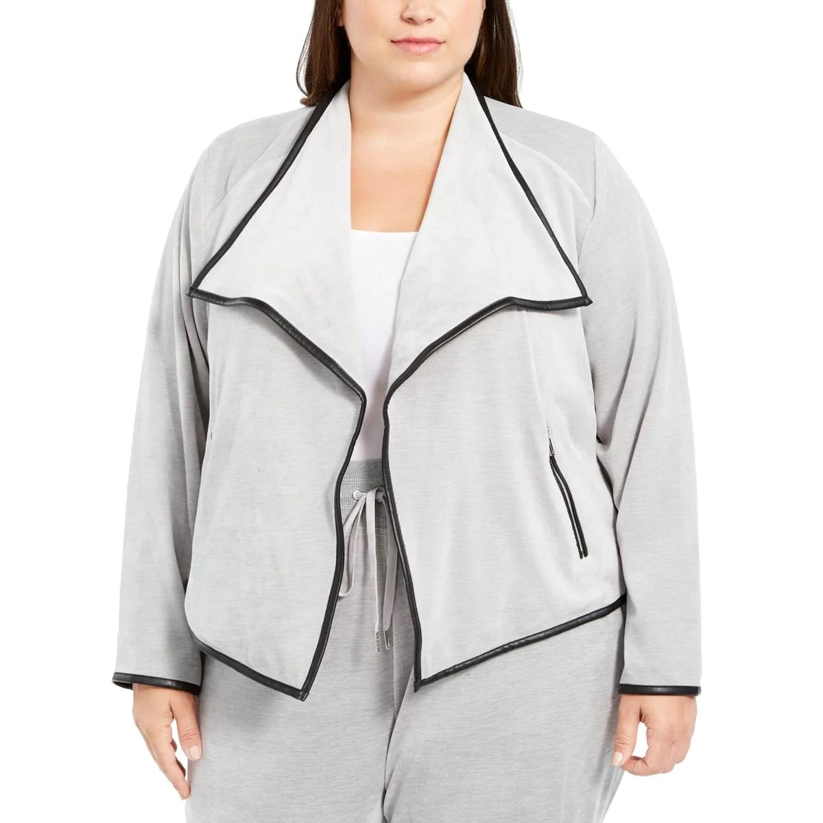Calvin Klein Women's Velvet Flyaway Jacket Gray Size 2X