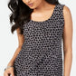 JM Collection Women's Printed Jacquard Tank Black Size Petite Large