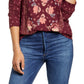 Lucky Brand Women's Printed Long Sleeve T-Shirt Top Red Size X-Large