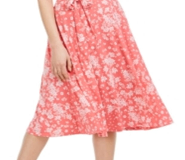 Charter Club Women's Floral-Print MIDI Knit Dress Red Size Large