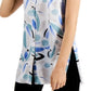 Alfani Women's Knit Sleeveless Floral Button Down Blouse Blue Size X-Small
