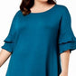 John Paul Richard Women's Plus Shift Tiered Ruffle Dress Green Size 1X