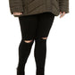 Madden Girl Junior's Plus Faux Fur Trim Hooded Puffer Coat Green Size 3X