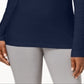 Karen Scott Women's Long Sleeve Mock Neck Cotton Top Blue Size Petite