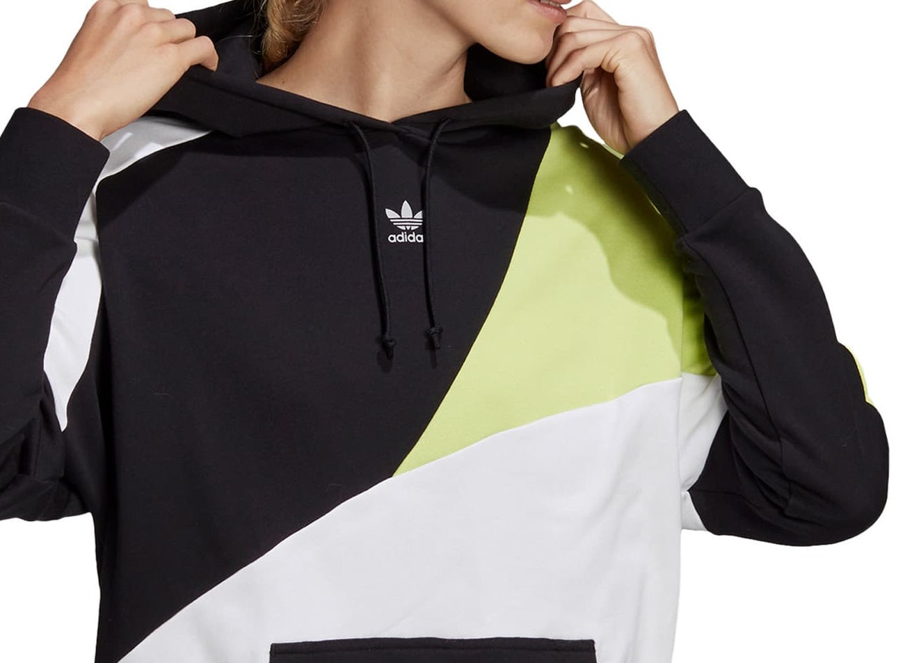 Adidas Women's Cotton Colorblocked Hoodie Black Size X-Small