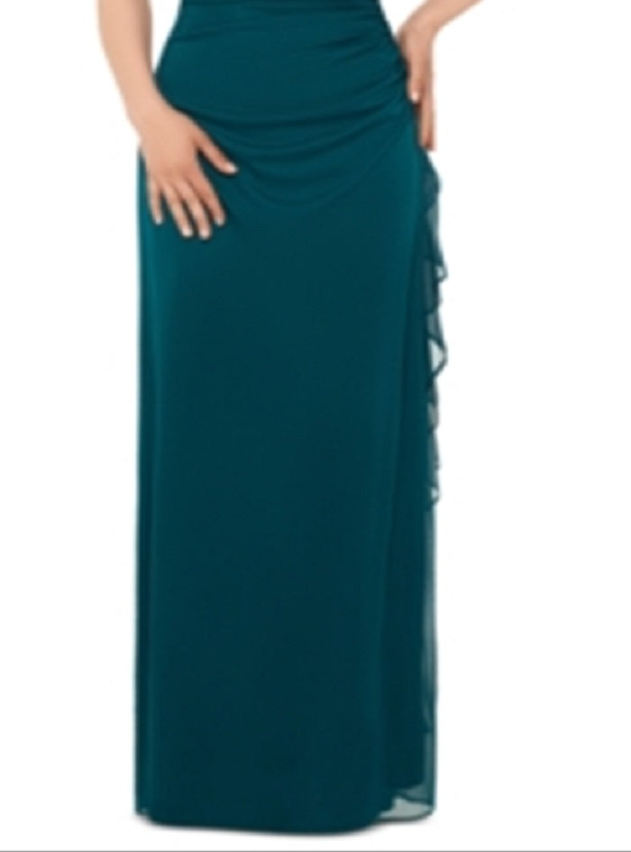 Betsy & Adam Women's Sleeveless Maxi Sheath Dress Green Size 12 Petite