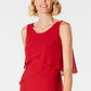 SL Fashions Women's Embellished Shoulders Sleeveless Scoop Neck Above the Knee Evening Fit Flare Dress Red Size 18
