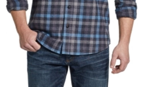 Weatherproof Vintage Men's Brushed Flannel Plaid Shirt Blue Size XXX-Large