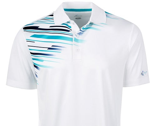 Attack Life By Greg Norman Men's Short Sleeve Polo Shoulder Print Shirt White Size Small