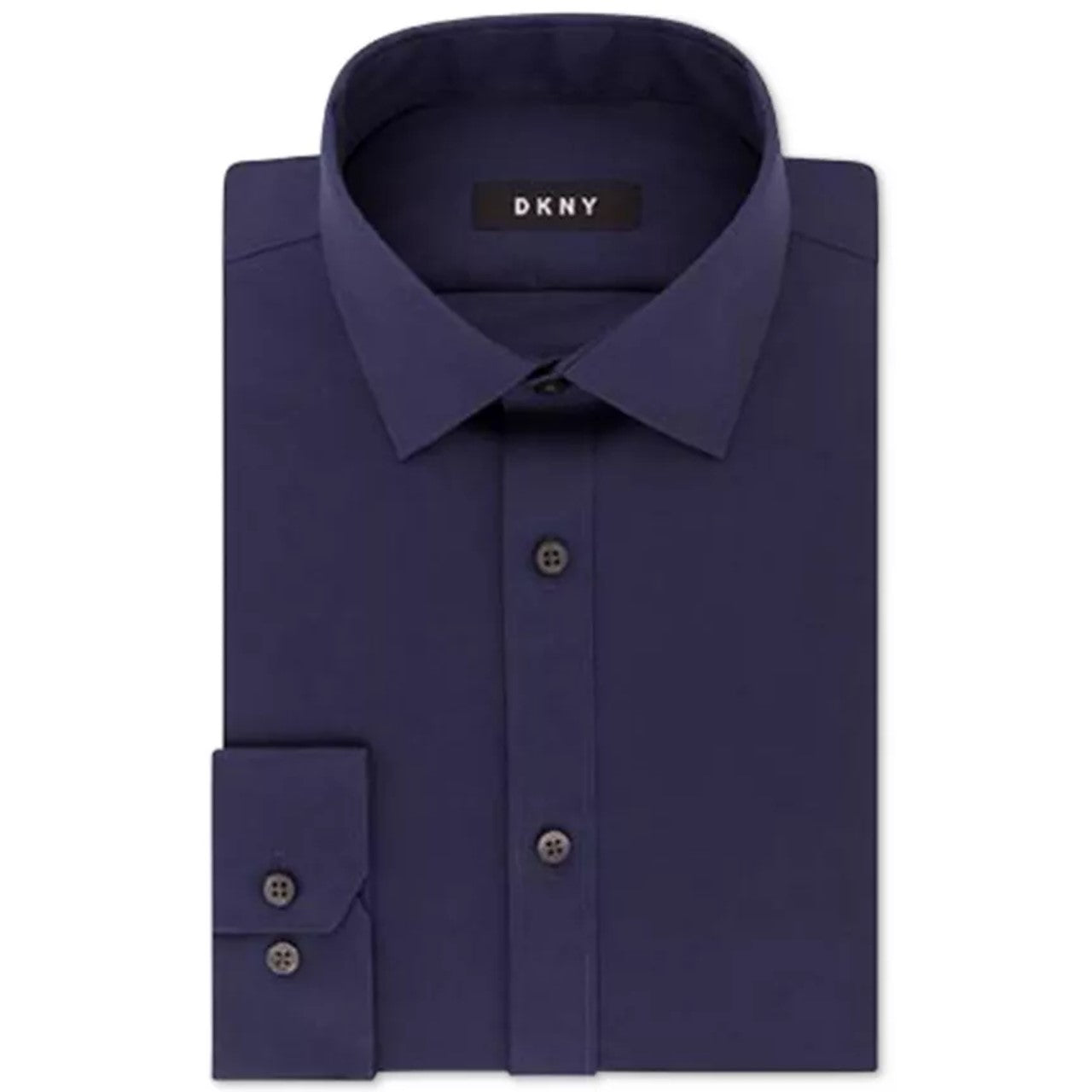 Dkny पुरुषों के लिए स्लिम-फिट परफॉरमेंस स्ट्रेच सॉलिड ड्रेस शर्ट नीला, साइज़ 15 32/33